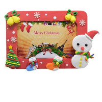 儿童手工创作diy相框超轻粘土材料包新年幼儿园亲子互动玩具 粘土相框-圣诞雪人