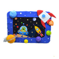 儿童手工创作diy相框超轻粘土材料包新年幼儿园亲子互动玩具 粘土相框-太空冒险