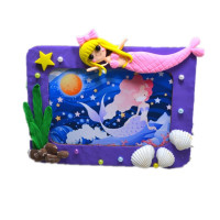 儿童手工创作diy相框超轻粘土材料包新年幼儿园亲子互动玩具 粘土相框-美人鱼