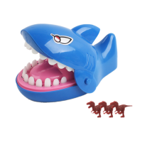 咬手指鳄鱼大王玩具按牙齿大嘴巴鲨鱼咬手指儿童聚会创意整蛊玩具 蓝色中号无声鲨鱼软牙3礼物