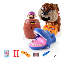 咬手指鳄鱼大王玩具按牙齿大嘴巴鲨鱼咬手指儿童聚会创意整蛊玩具 普通版大鲨鱼+海盗桶+恶犬3礼物