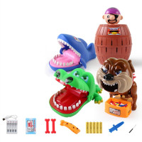 咬手指鳄鱼大王玩具按牙齿大嘴巴鲨鱼咬手指儿童聚会创意整蛊玩具 鲨鱼+恶犬+鳄鱼+海盗桶+4礼物