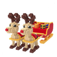 圣诞节生日蛋糕女生拼装生日迷你儿童拼插颗粒微小钻石塑料积木 XZ8064圣诞麋鹿车