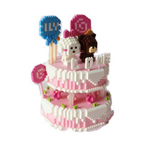 圣诞节生日蛋糕女生拼装生日迷你儿童拼插颗粒微小钻石塑料积木 双层蛋糕