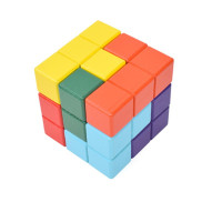 儿童传统木头拼图索玛立方体俄罗斯方块小积木幼儿园早教玩具 经典色款