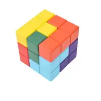 儿童传统木头拼图索玛立方体俄罗斯方块小积木幼儿园早教玩具 经典色款