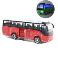 儿童校车玩具模型仿真公交车大号幼儿园校车巴士男孩音乐惯性汽车 旅游巴士小号红色声光回力可开门