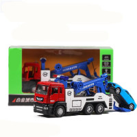 儿童玩具消防车工程车吊车合金玩具车垃圾车水罐车仿真云梯消防车 道路救援车(红色盒装)