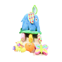 婴儿玩具0-1岁宝宝推车挂件 风铃床挂床铃 摇铃 毛绒艺布玩具 happy大号风铃大象