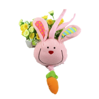 婴儿玩具0-1岁宝宝推车挂件 风铃床挂床铃 摇铃 毛绒艺布玩具 JJOVCE拉铃粉色兔子(带音乐)