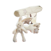 婴儿玩具0-1岁宝宝推车挂件 风铃床挂床铃 摇铃 毛绒艺布玩具 白色兔子车挂带音乐