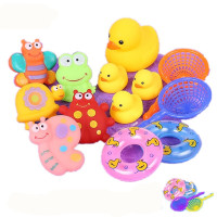 宝宝玩具小鸭儿童戏水玩具婴儿洗澡玩具小鸭子淋浴洗澡玩具 5昆虫+大黄鸭1带3-+7