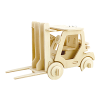 木质3D立体拼图儿童玩具diy仿真木制动物拼装模型 叉车