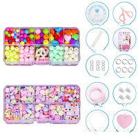 diy串珠儿童玩具手工制作材料包宝宝穿珠子女孩项链手链玩具 10格夏日甜心+海洋世界