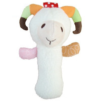 儿玩偶婴儿玩具动物摇铃BB棒抓握玩具0-12-24个月 BY手握-小白羊
