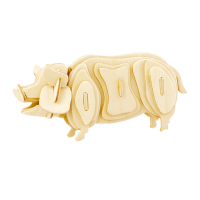 木质3D立体拼图儿童玩具diy仿真木制动物拼装模型 猪