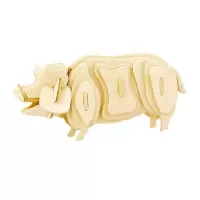 木质3D立体拼图儿童玩具diy仿真木制动物拼装模型 猪