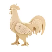 木质3D立体拼图儿童玩具diy仿真木制动物拼装模型 鸡