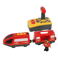 遥控电动火车远程控小火车发声玩具动力大兼容木质轨道 红色子遥控车B款