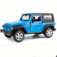 牧马人jeep吉普车合金越野车模仿真汽车模型玩具车模型摆件小汽车 蓝色牧马人