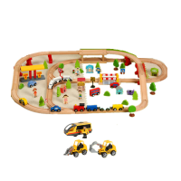 木质磁性轨道套装儿童拼搭木头轨道电动玩具火车 一点100片轨道