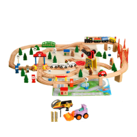 木质磁性轨道套装儿童拼搭木头轨道电动玩具火车 ACOOL100件轨道