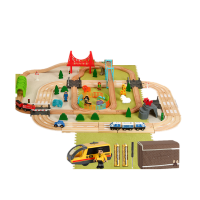 木质磁性轨道套装儿童拼搭木头轨道电动玩具火车 100片公路轨道