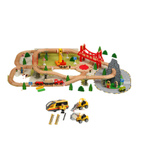 木质磁性轨道套装儿童拼搭木头轨道电动玩具火车 山洞轨道