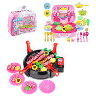 过家家生日蛋糕切切乐儿童仿真烧烤炉厨房饮料机冰淇淋玩具 烧烤炉+粉色手提厨台