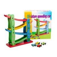 木质云霄飞车 四层滑翔车 轨迹车滑滑车儿童互动玩具 【经典款】单轨4层+4车