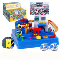 汽车大冒险小火车轨道车停车场玩具男玩具儿童男孩闯关车子 冲关大作战(2小车)