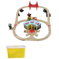 木质轨道车玩具男孩电动木头拖马斯小火车儿童火车轨道积木3-4-5-6 款4:3门车库套装(仅轨道)