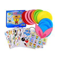 创意纸盘贴纸画 幼儿园儿童DIY制作纸盘子手工粘贴画女孩玩具 十二生肖纸盘套装