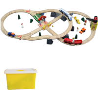 木质轨道车玩具男孩电动木头拖马斯小火车儿童火车轨道积木3-4-5-6 款6:十字站台吊机套装+火车(1个电动车子)