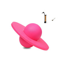 跳跳球儿童蹦蹦球加厚弹跳球玩具平衡踏板弹力球健身运动 圆板粉色蹦蹦球+打气筒+气针