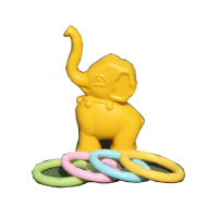 幼儿园小象套圈儿童户外运动玩具游乐场感统训练器械大象投掷套圈 新款大象套圈黄色一个配4个圈