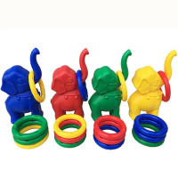 幼儿园小象套圈儿童户外运动玩具游乐场感统训练器械大象投掷套圈 小象套圈红色一个配4个圈