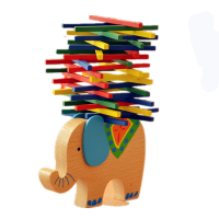 创意猫头鹰平衡积木儿童木质拼搭构建平衡积木玩具1-3-6周岁 大象平衡积木