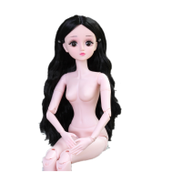 60厘米新款娃娃3分sd裸娃女孩公主玩大芭比娃娃粉肌冰公主素体裸娃圣诞 16号 裸娃+随机服装、帆布鞋一套