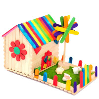 雪糕棒diy创意小房子模型小屋手工亲子幼儿园儿童手工制作材料包 动物的家材料包B款