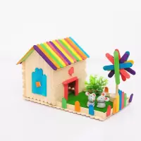 雪糕棒diy创意小房子模型小屋手工亲子幼儿园儿童手工制作材料包 生肖小鼠的家材料包
