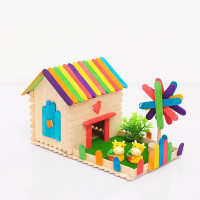 雪糕棒diy创意小房子模型小屋手工亲子幼儿园儿童手工制作材料包 生肖小牛的家材料包