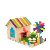 雪糕棒diy创意小房子模型小屋手工亲子幼儿园儿童手工制作材料包 生肖小鸡的家材料包