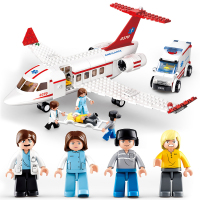 小鲁班拼装积木 航空天地客机货运维修基地 6岁以上儿童玩具 救护飞机335片