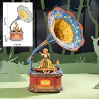 Robotime若态木制拼装积木旋转式八音盒儿童女孩玩具生日 曲中漫舞(曲目:UNCHALNEDMELODY)