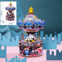 Robotime若态木制拼装积木旋转式八音盒儿童女孩玩具生日 星空梦乐园(曲目:IT`SASMALLWORLD)