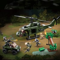 小鲁班拼装积木铁血系列 战士异形战车直升机 男孩塑料拼插玩具 铁血直升机