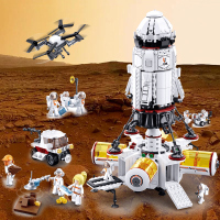 小鲁班拼装积木 星际探索航天太空基地空间站 儿童宇宙科普系列 基地运作:基地火箭+太空基地