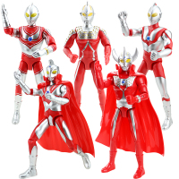 锦江 奥特曼儿童玩具怪兽咸蛋超人披风14处可动关节 24厘米高泰罗艾斯杰克赛文初代奥特曼之 奥特曼套装(5个手提礼盒装)