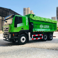 合金原厂1:24 中国重汽汕德卡渣土车 C6G 自卸车J6 洗扫车 卡车模型 乘龙H7渣土车 工程车 福田欧曼GTL绿色